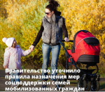 ПРАВИТЕЛЬСТВО УТОЧНИЛО ПРАВИЛА НАЗНАЧЕНИЯ МЕР СОЦПОДДЕРЖКИ СЕМЕЙ МОБИЛИЗОВАННЫХ ГРАЖДАН